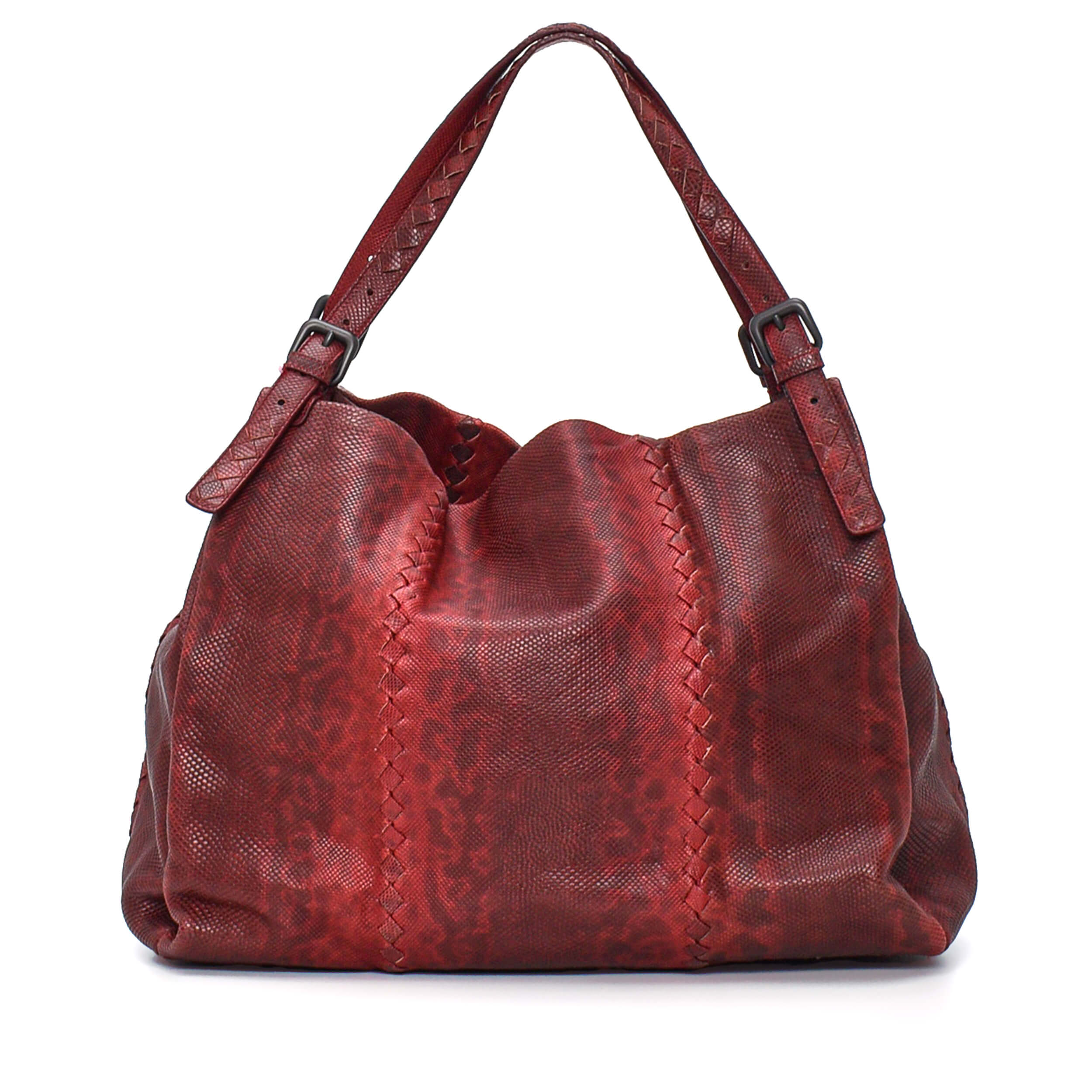 Bottega Veneta - Burgundy Exotic Leather Uzar Medium Bag